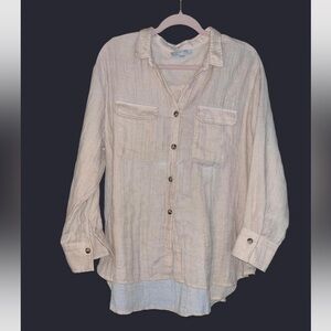 Cream Button-Up Sheer Shirt size 2X